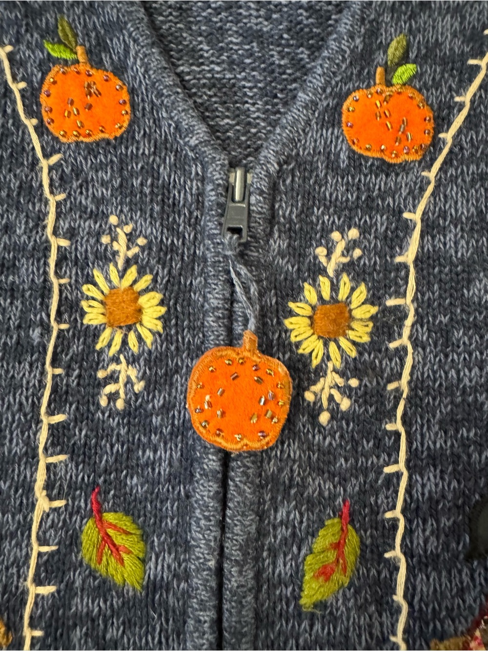 Vintage White Stag Embroidered Full-Zip Scarecrows Fall Autumn Sweater Vest - Sm - Picture 4 of 10